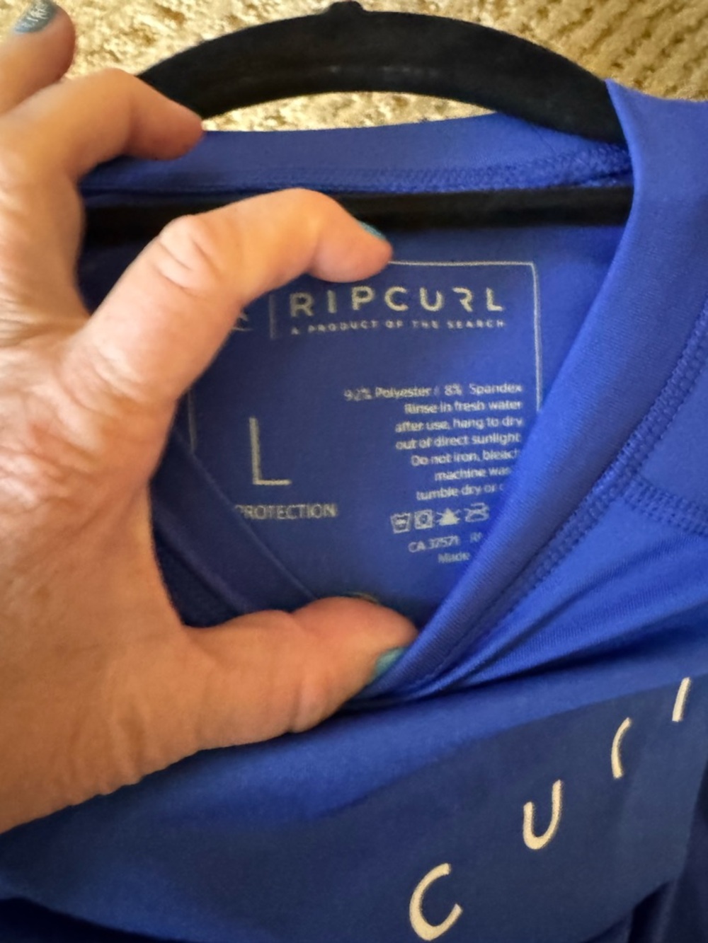 Rip Curl Royal Blue Long Sleeve Swim Shirt - Picture 3 of 4
